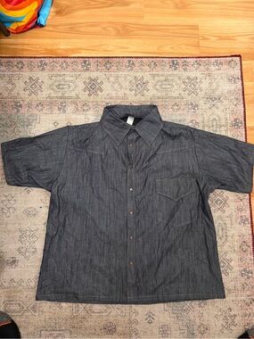 HEMET USA Denim Pearl Snap Short Sleeve Western Shirt 2X Rockabilly Retro